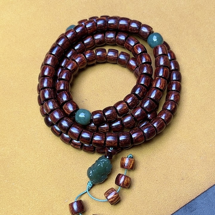 手串/手链黄花梨/降香黄檀7*9*108紫油梨带貔貅