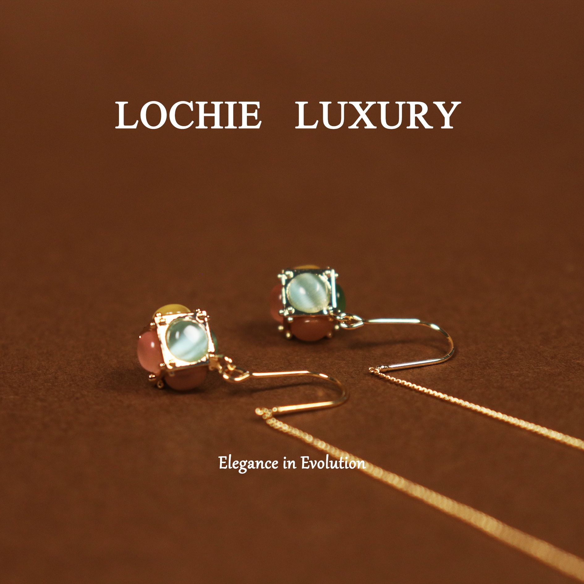 黄铜耳饰 Lochie Luxury【魔方饰界】L153法式彩色魔方吊坠耳饰