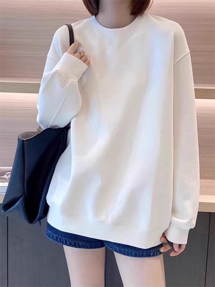 胸前毛巾袖小蜜蜂宽松大版卫衣