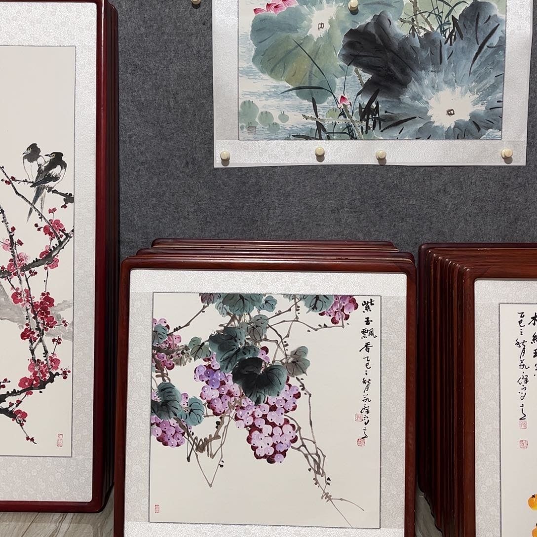 国画书画作品带框63×63