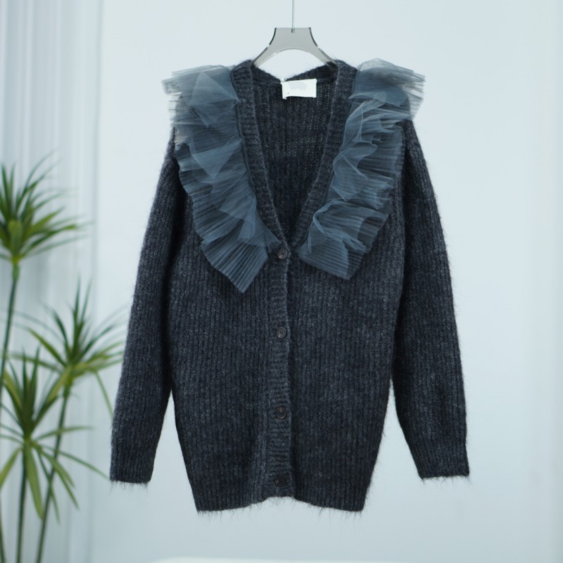 尚系列   Z1213-1 女装秋拼接设计感针织开衫深花灰色FW15R27