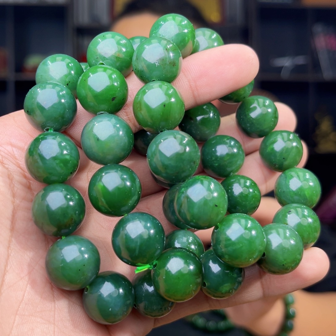 和田玉未镶嵌手串天然和田玉俄罗斯碧玉料16多样性发其一微瑕