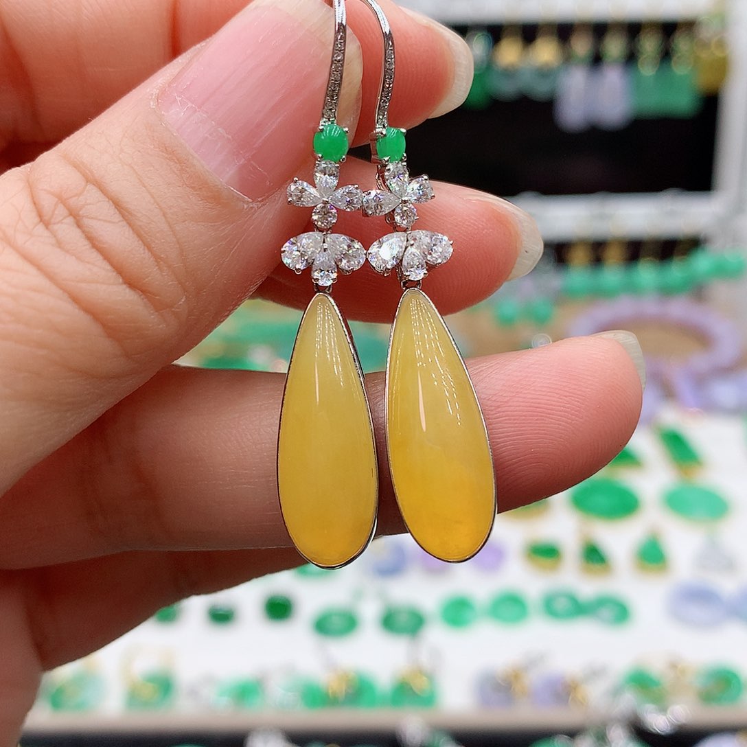 翡翠耳饰18K金镶嵌智*