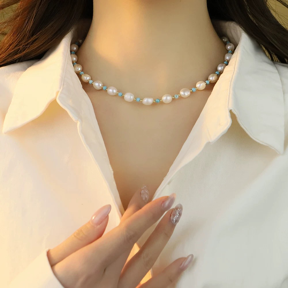 铜合金项链 2027新款轻奢国潮珠珠项链