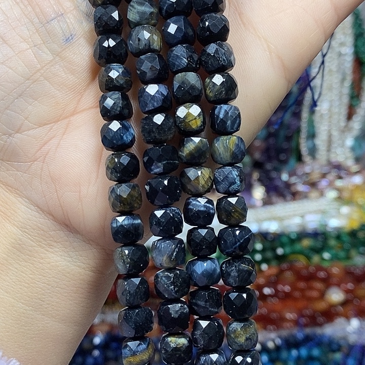 玛瑙/玉髓未镶嵌珠宝半成品天然虎眼切面方糖卡7.5mm