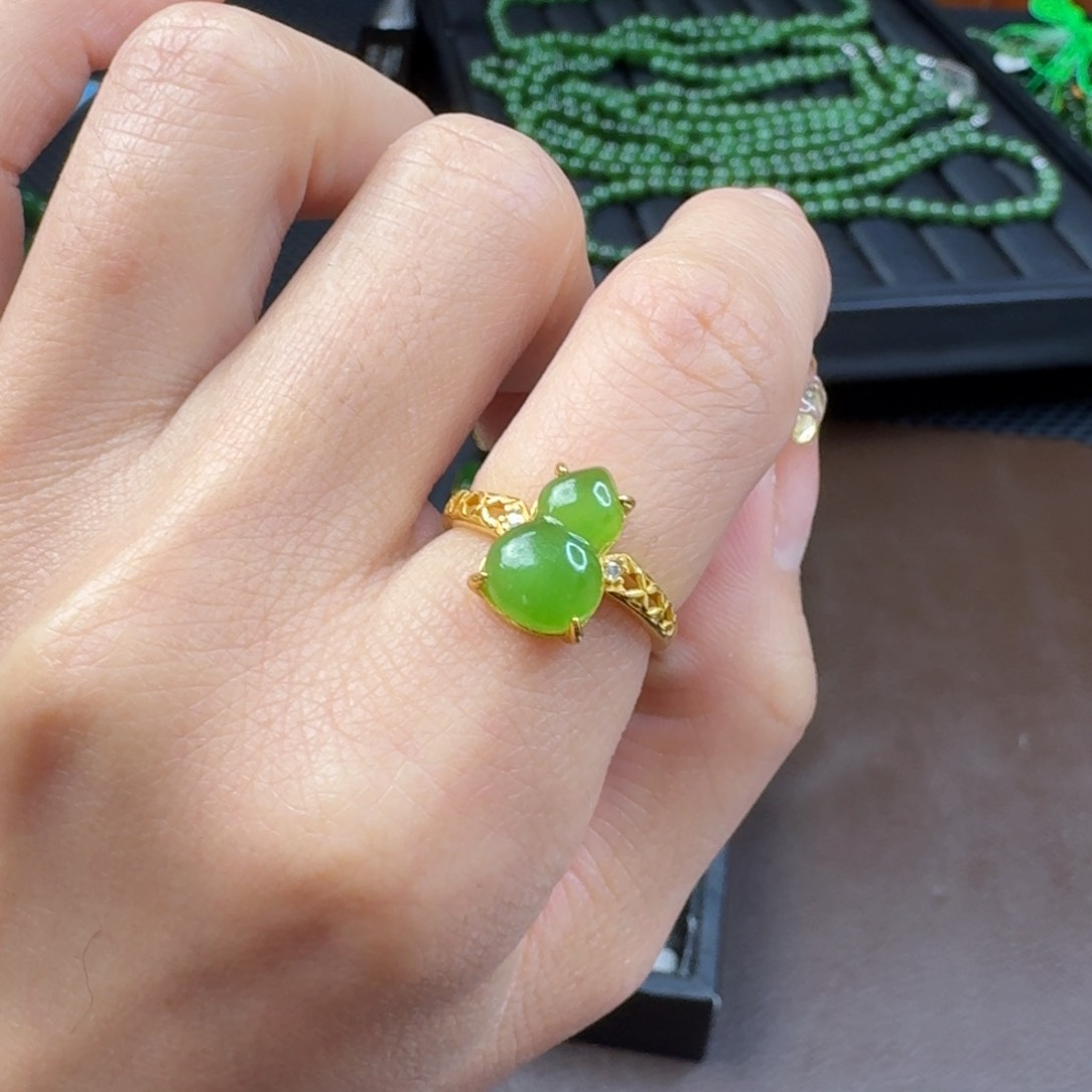 和田玉（碧玉）戒指银S925镶嵌