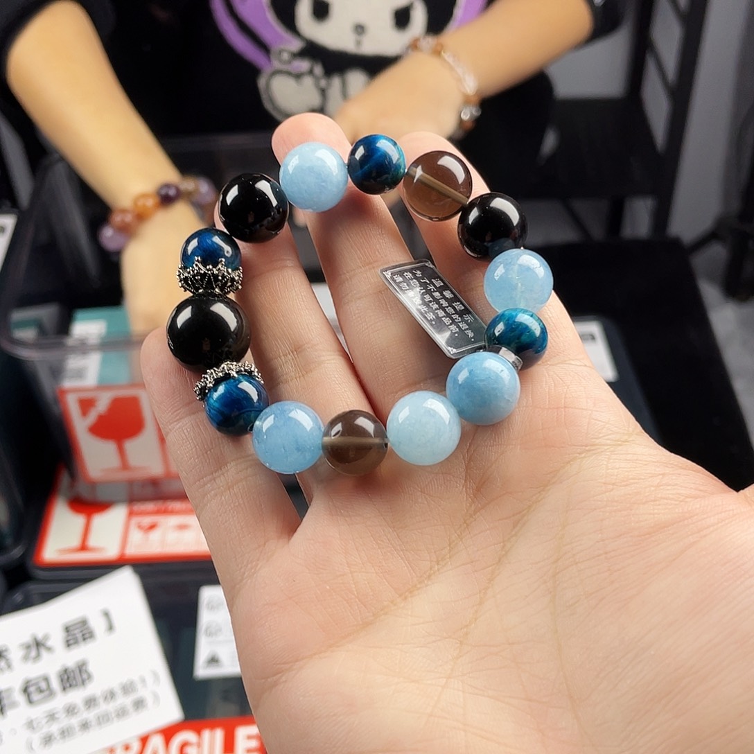 水晶银S925镀金镶嵌手串