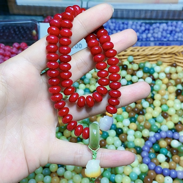 菩提根/象牙果吊坠红色算盘成品，