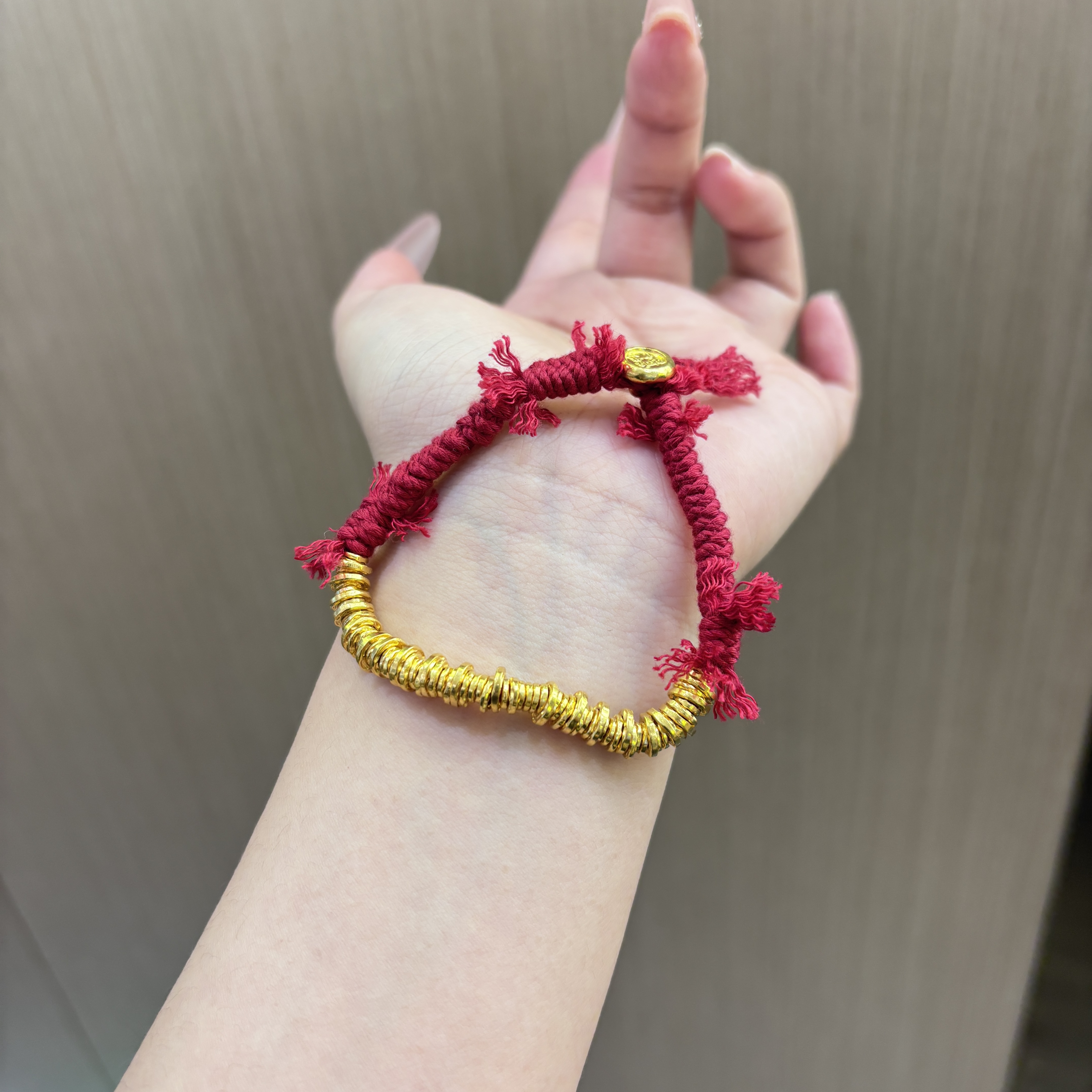 【菠萝珠宝】足金999 时尚简约盘缠红绳手串 净金重：18.73克