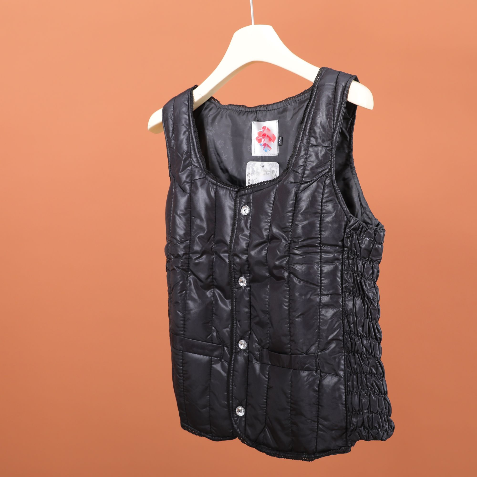 R-00519  简约百搭！秋冬女士简约纯色保暖时尚短款内穿棉马夹