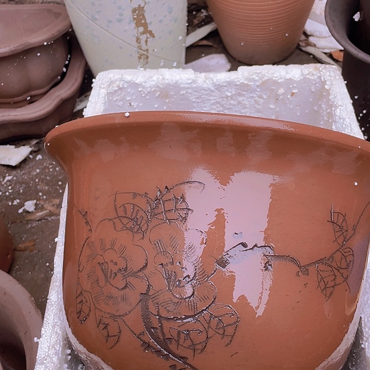 紫砂30平角金钟花哦花盆