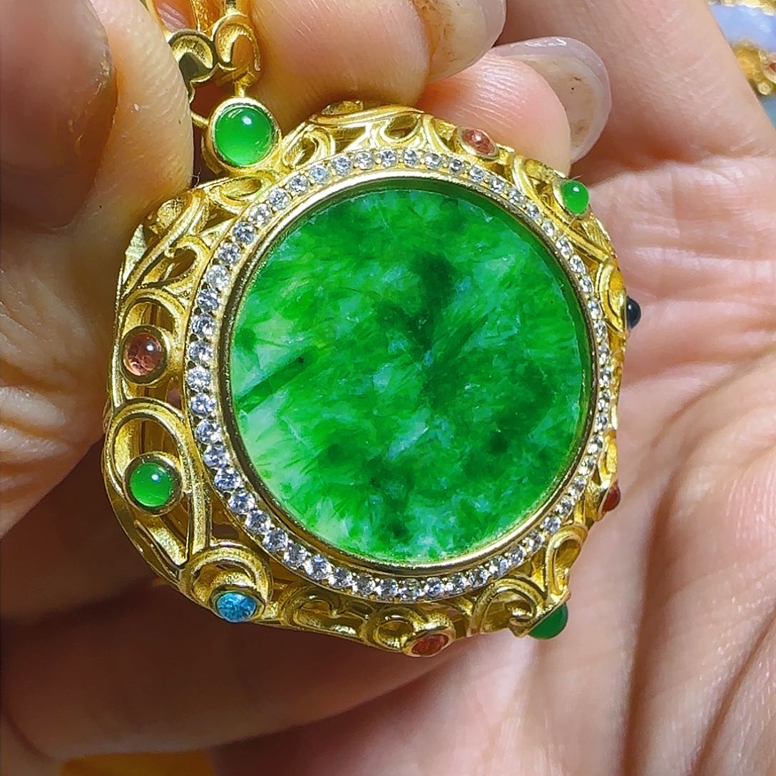 翡翠颈饰银S925镶嵌翡翠460