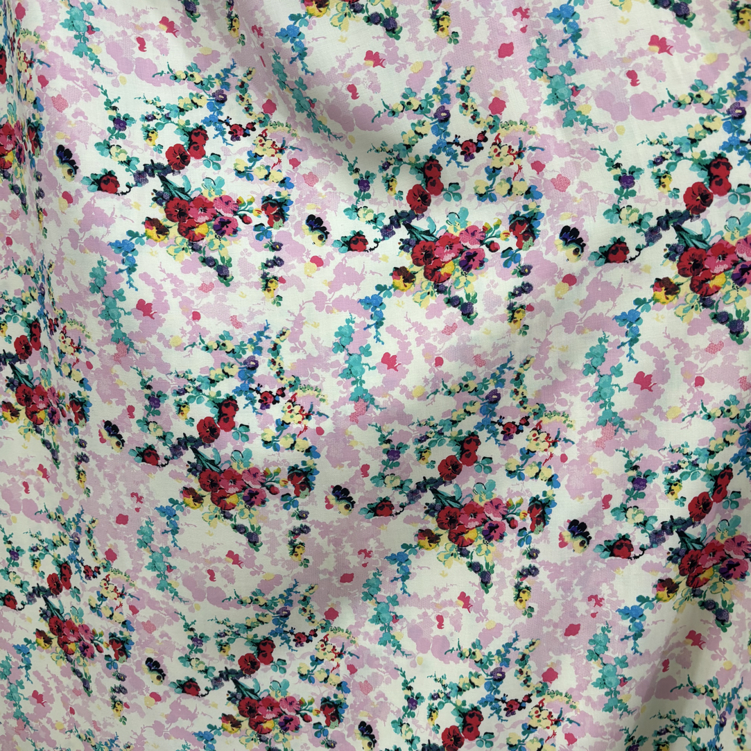 【晓萍推荐】真丝缎棉绸面料 幅宽1.5-1.55  万花丛中一点绿