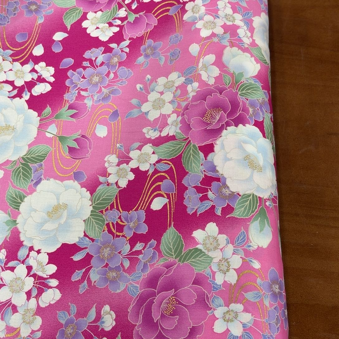 棉国现烫金和风高支粉色一米