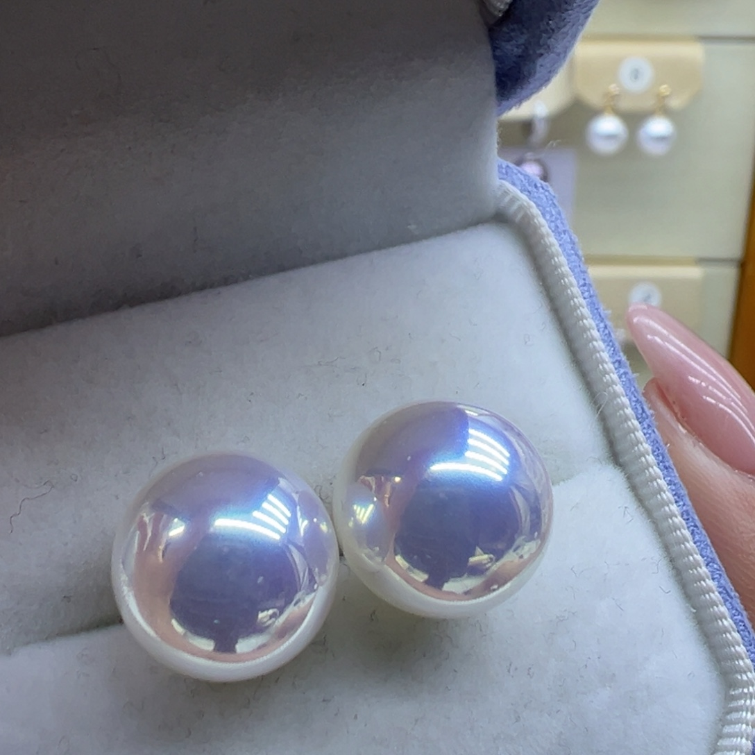 耳饰银S925镶嵌淡水珍珠