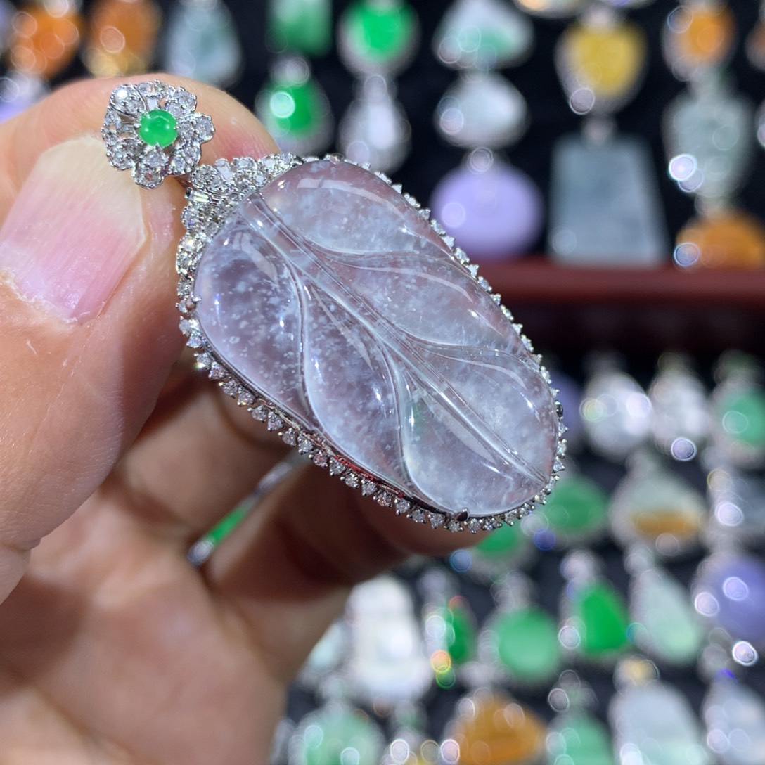 翡翠18K金镶嵌吊坠(不含链)