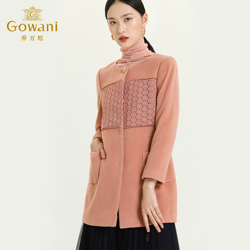 乔万尼冬装毛呢外套女简约时尚气质英伦羊毛呢大衣中长款E144A903