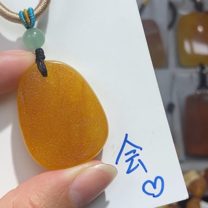 定制琥珀未镶嵌琥珀蜜蜡吊坠项链