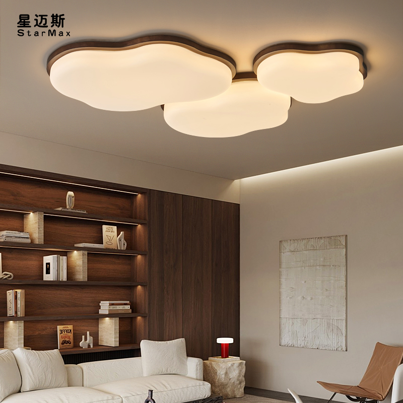 中古风客厅主灯2024新款奶油风复古云朵全光谱护眼大厅LED吸顶灯