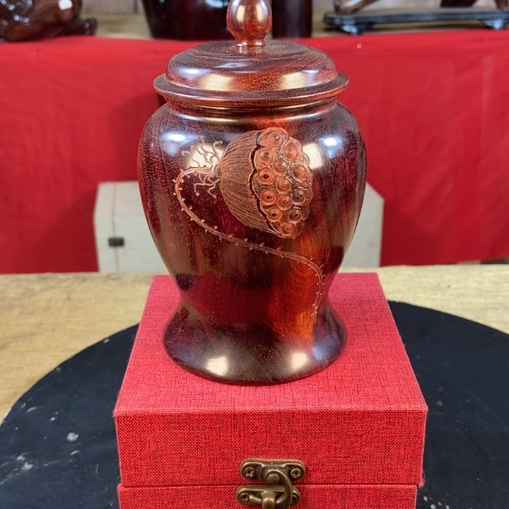 小叶紫檀茶叶罐罐1346