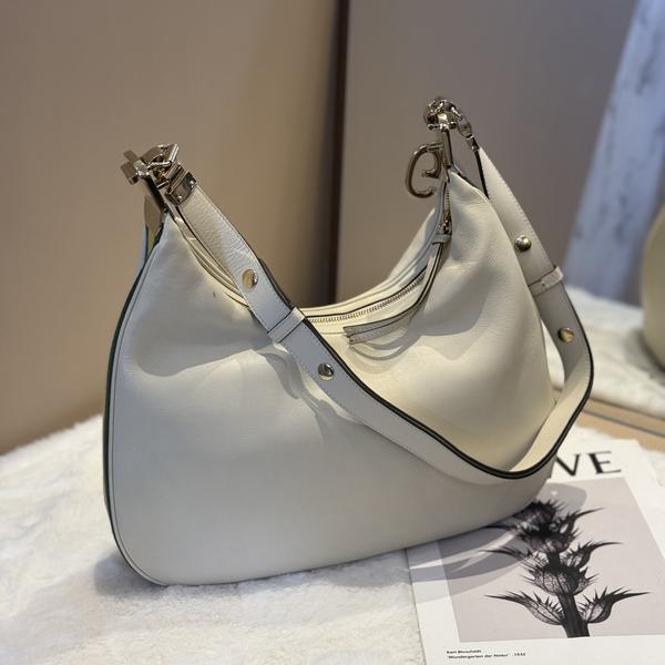 大吉中古/Gucci古驰白金牛角hobo斜挎包