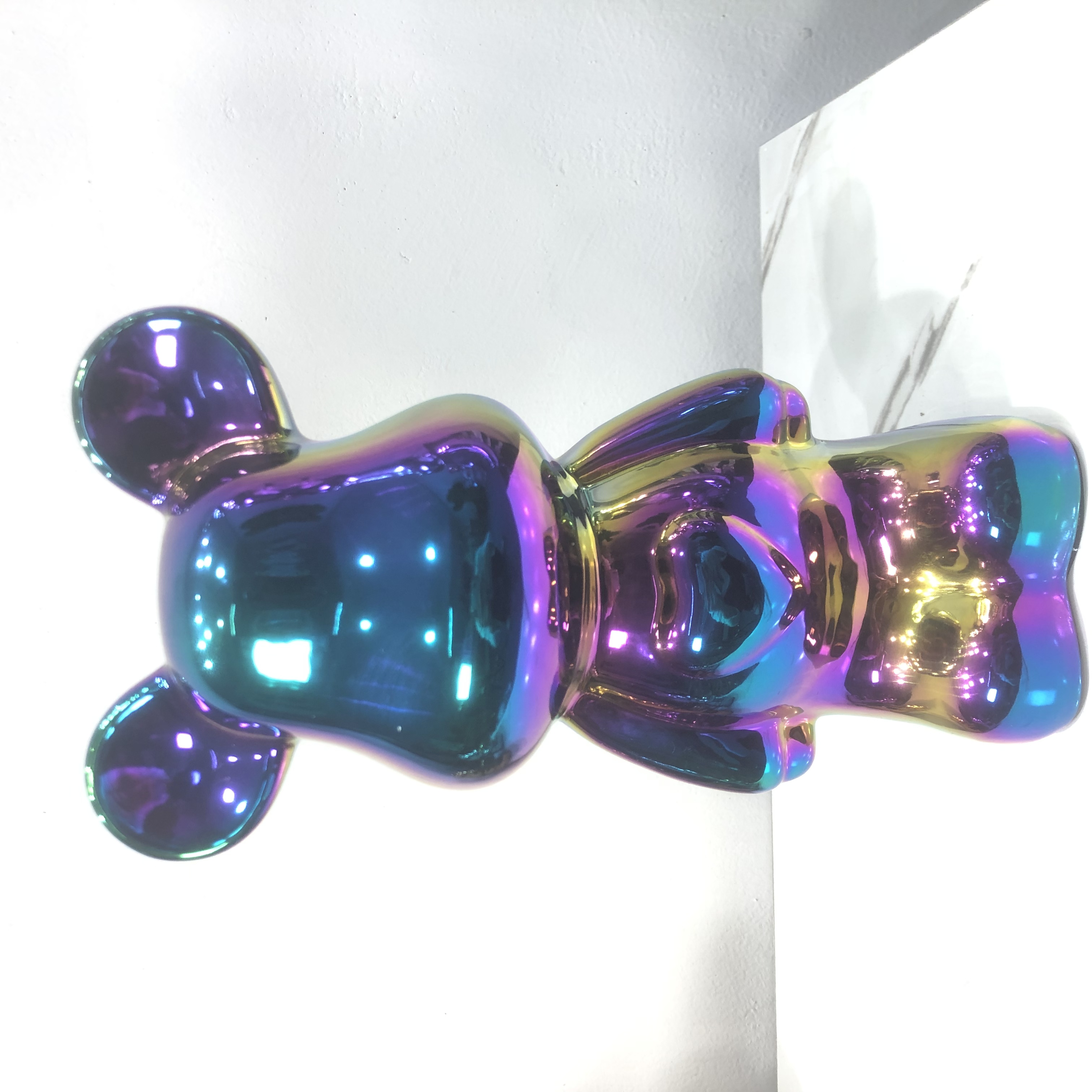 电镀彩色陶瓷小熊摆件