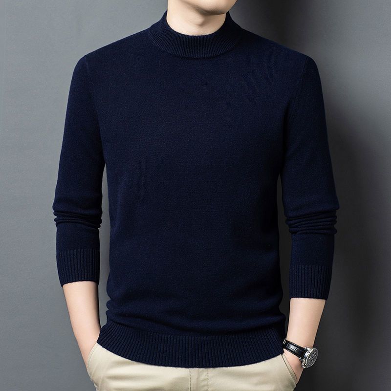 皮尔卡丹秋冬羊毛加厚保暖羊毛衫休闲时尚半高领男装毛衣