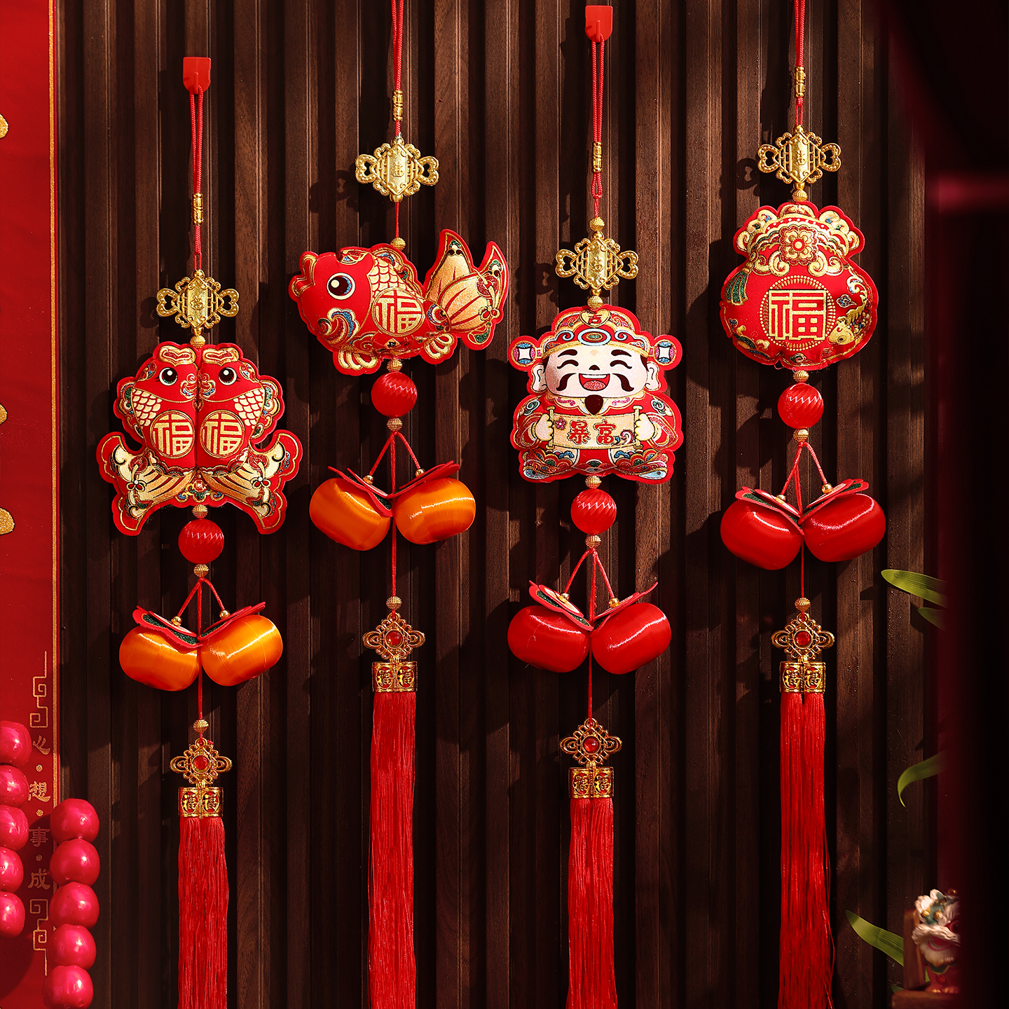 【年年有鱼财神挂件】2026年马年新款过年家中装饰品新年装饰挂件