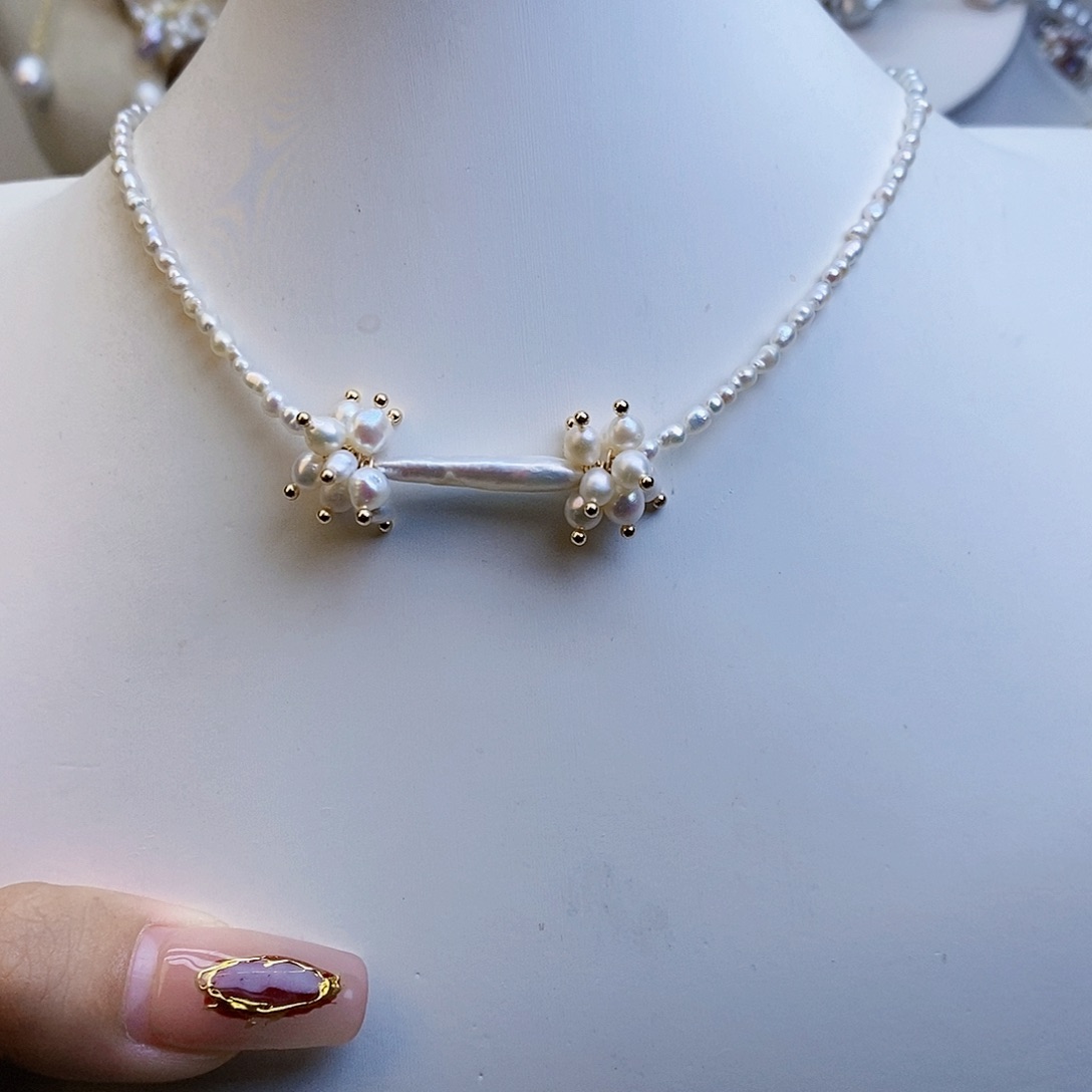 淡水珍珠颈饰银S925镶嵌