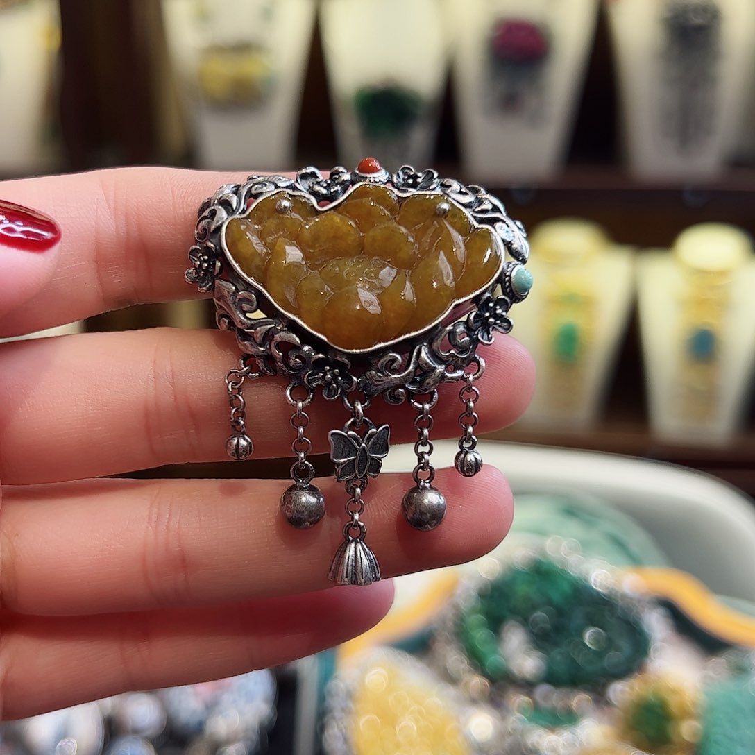 翡翠戒指银S925镶嵌戒指