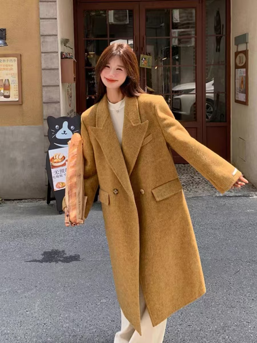 加厚长款大衣宽松显瘦温柔风甜美外套一件过冬