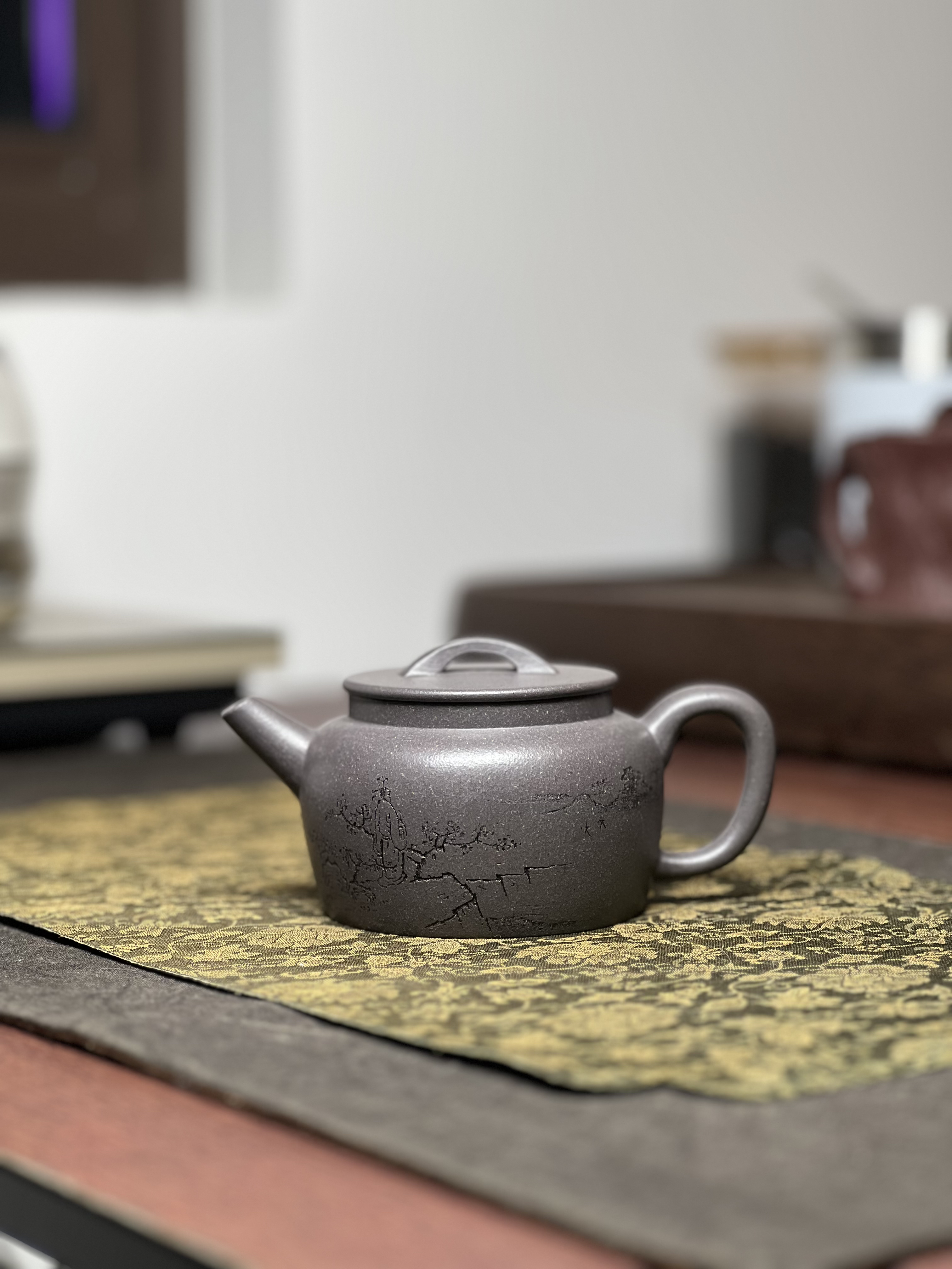 原矿天青泥平盖德钟全手工230毫升宜兴茶具泡茶茶壶套装紫砂壶