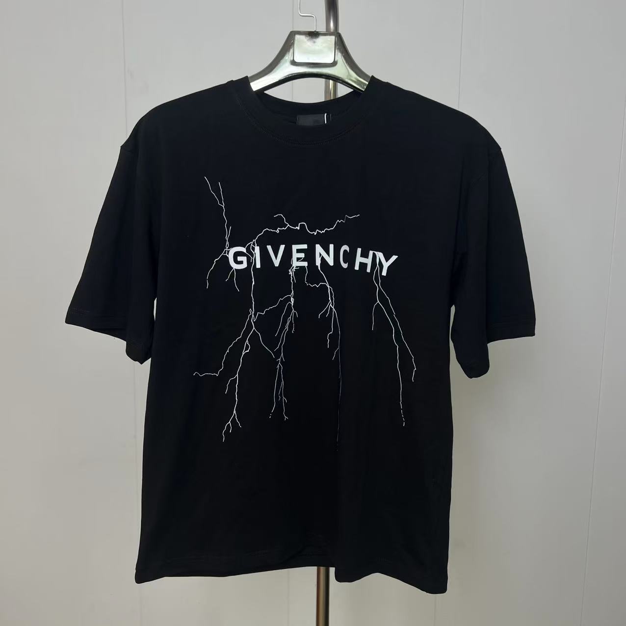 99新 Givenchy/纪梵希 男士闪电Logo字母圆领短袖T恤 xx7010