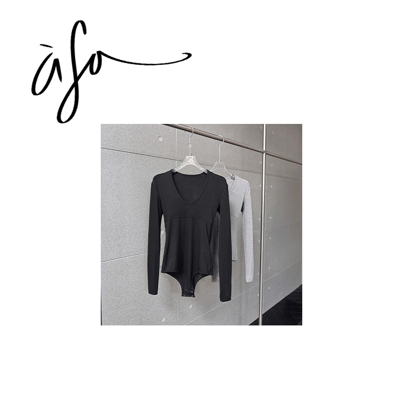 ASA-【两色天丝羊毛弹力修身显瘦U领长袖连体上衣】（cx00226）