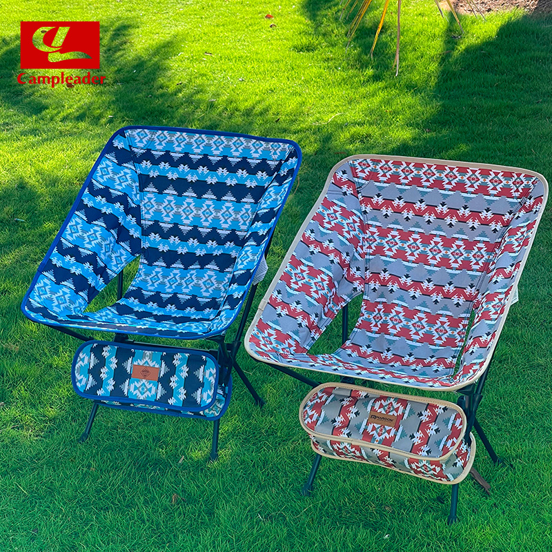 户外民族风摩旅折叠椅子露营便携沙滩钓鱼椅透气折叠凳野营月亮椅