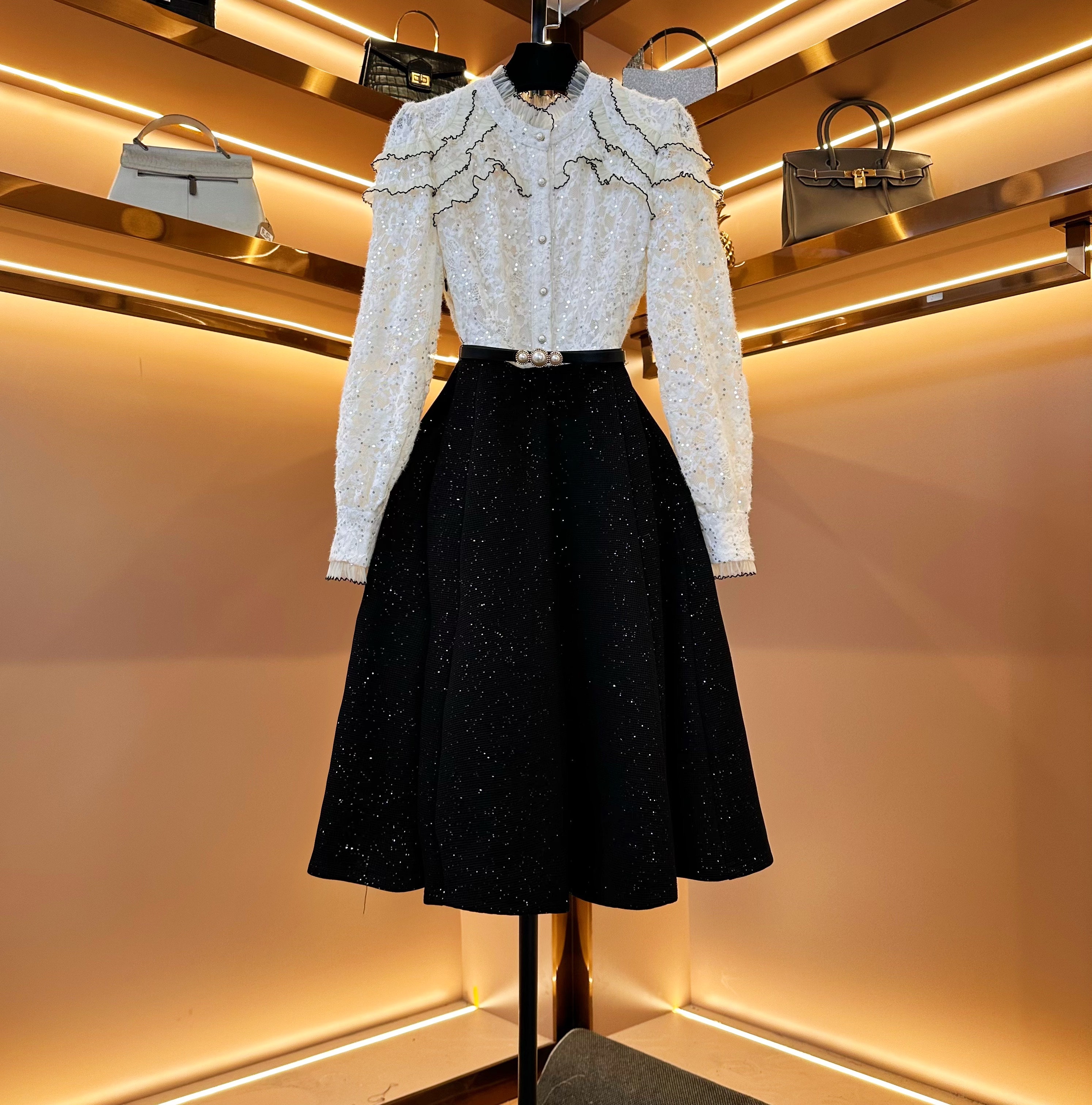 【璀璨星河】《ZM》轻奢设计师款优雅气质修身时尚收腰连衣裙-88121