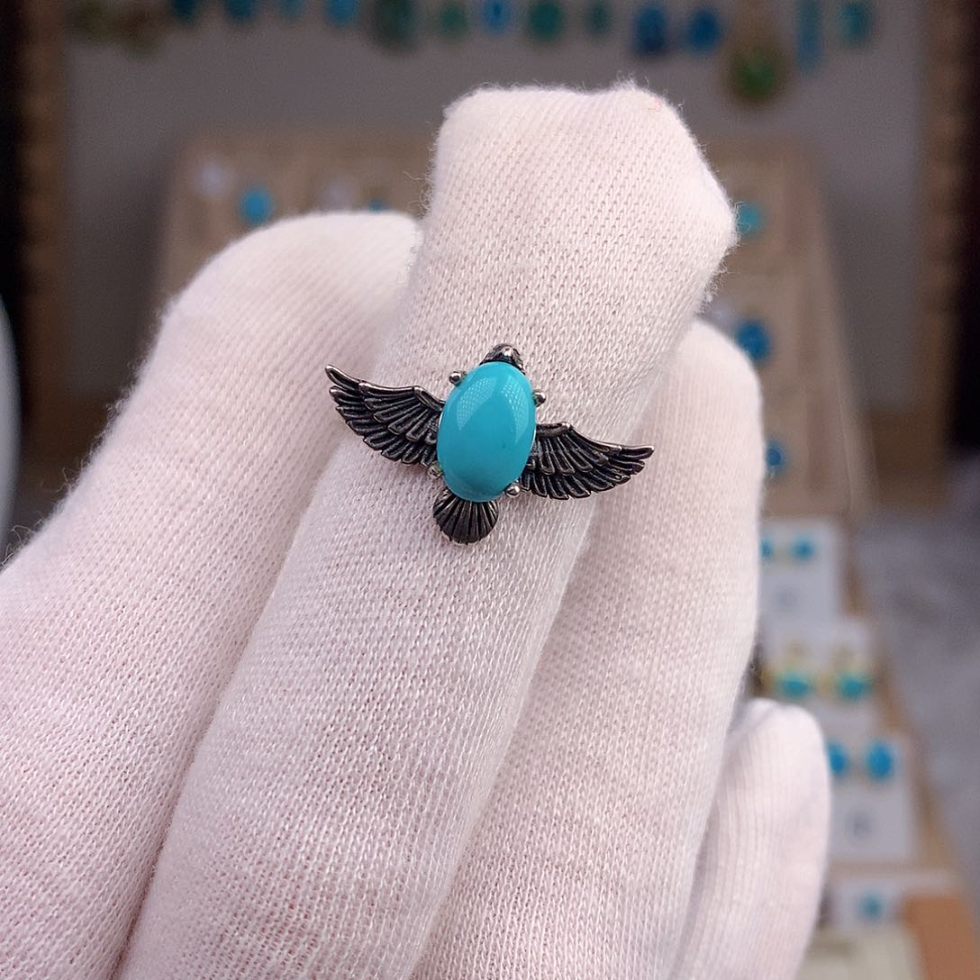 绿松石戒指银S925镶嵌