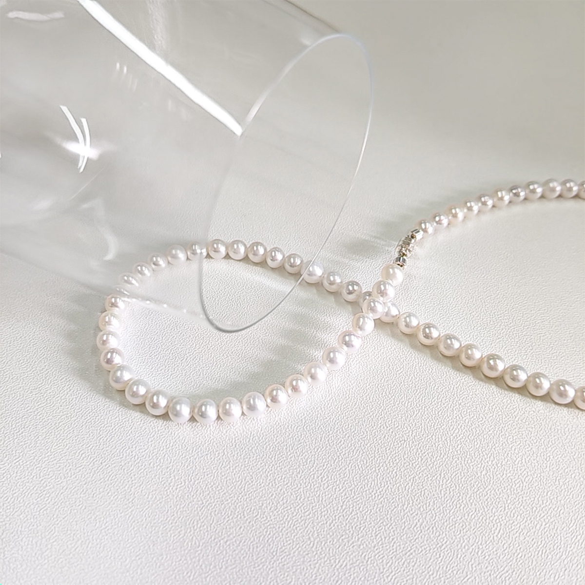 5.5-6.5mm近圆强光天然淡水无核珍珠项链百搭气质高级感年会送礼