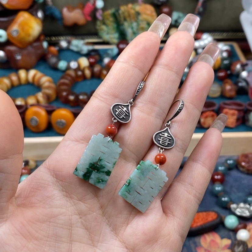 【闪购商品】翡翠耳饰未镶嵌耳环