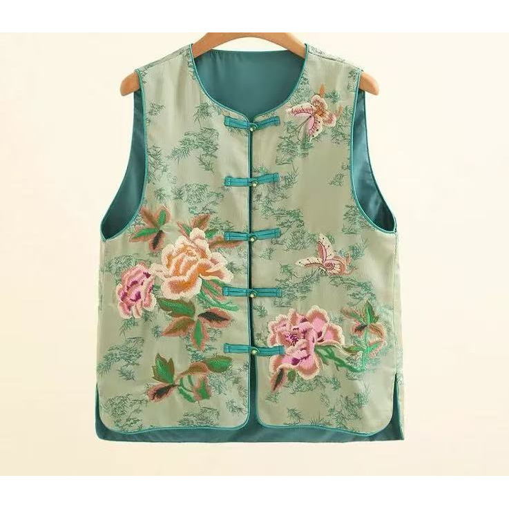 马甲重工背心新款秋季背心绣花新中式国风
