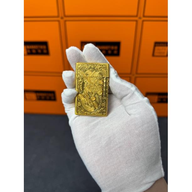 复古钢音朗声貔貅打火机3D立体雕刻金属黄铜充气明火砂轮火石点火