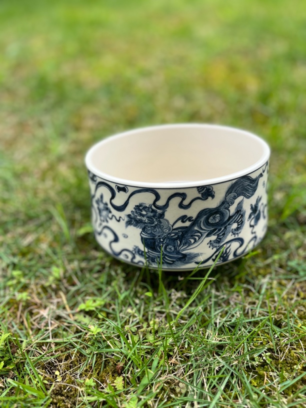 幽蓝溪堂景德镇陶瓷仿元青花二号釉狮子滚绣球大水洗茶具茶杯