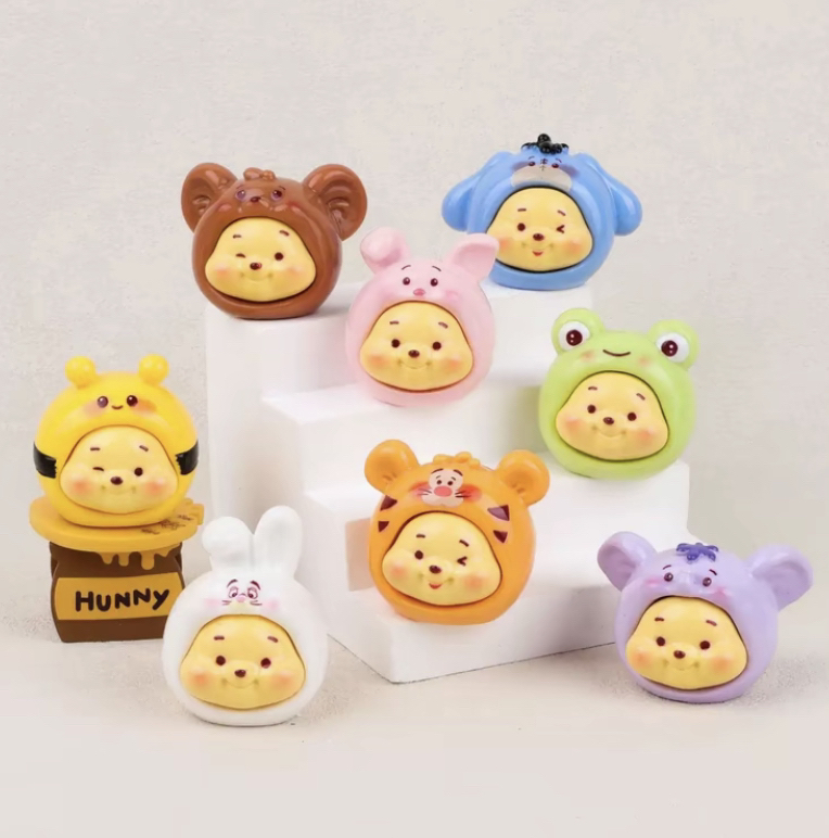 维尼小熊噗噗 树脂萌粒diy钥匙扣饰品桌面车载摆件