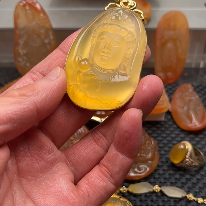 石英质玉颈饰银S925镀金镶嵌噜*