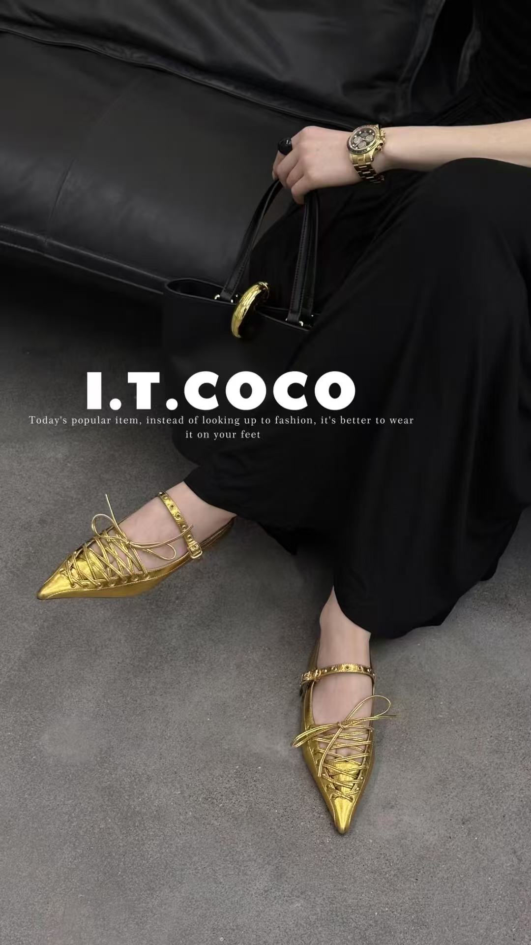 【景致】I.T.尖头编制面休闲凉鞋230-P681