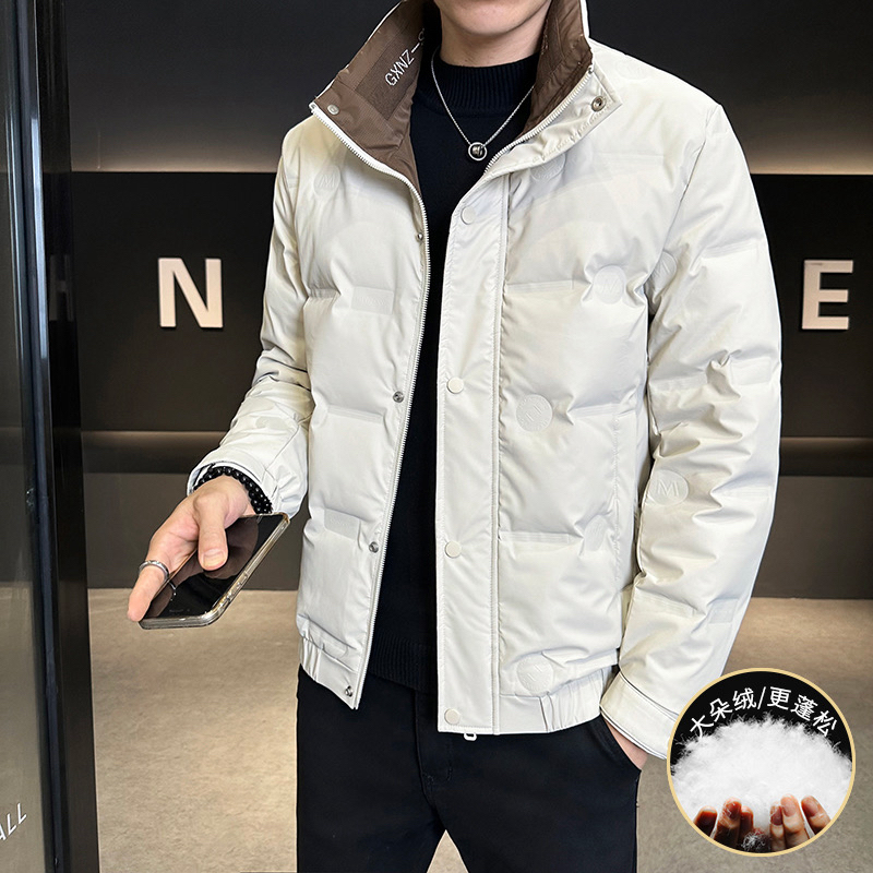 2025冬季新品男立领帅气撞色领口设计五防免洗免打理羽绒外套上衣