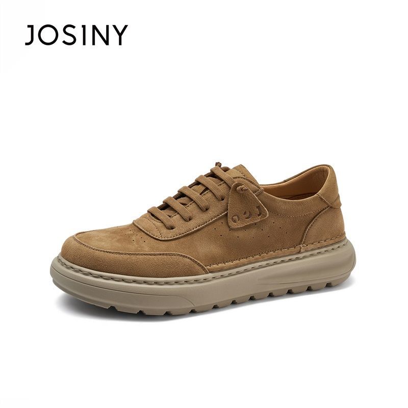 卓诗尼粗跟厚底板鞋2026春新真皮时尚防滑耐磨休闲运动692N20341