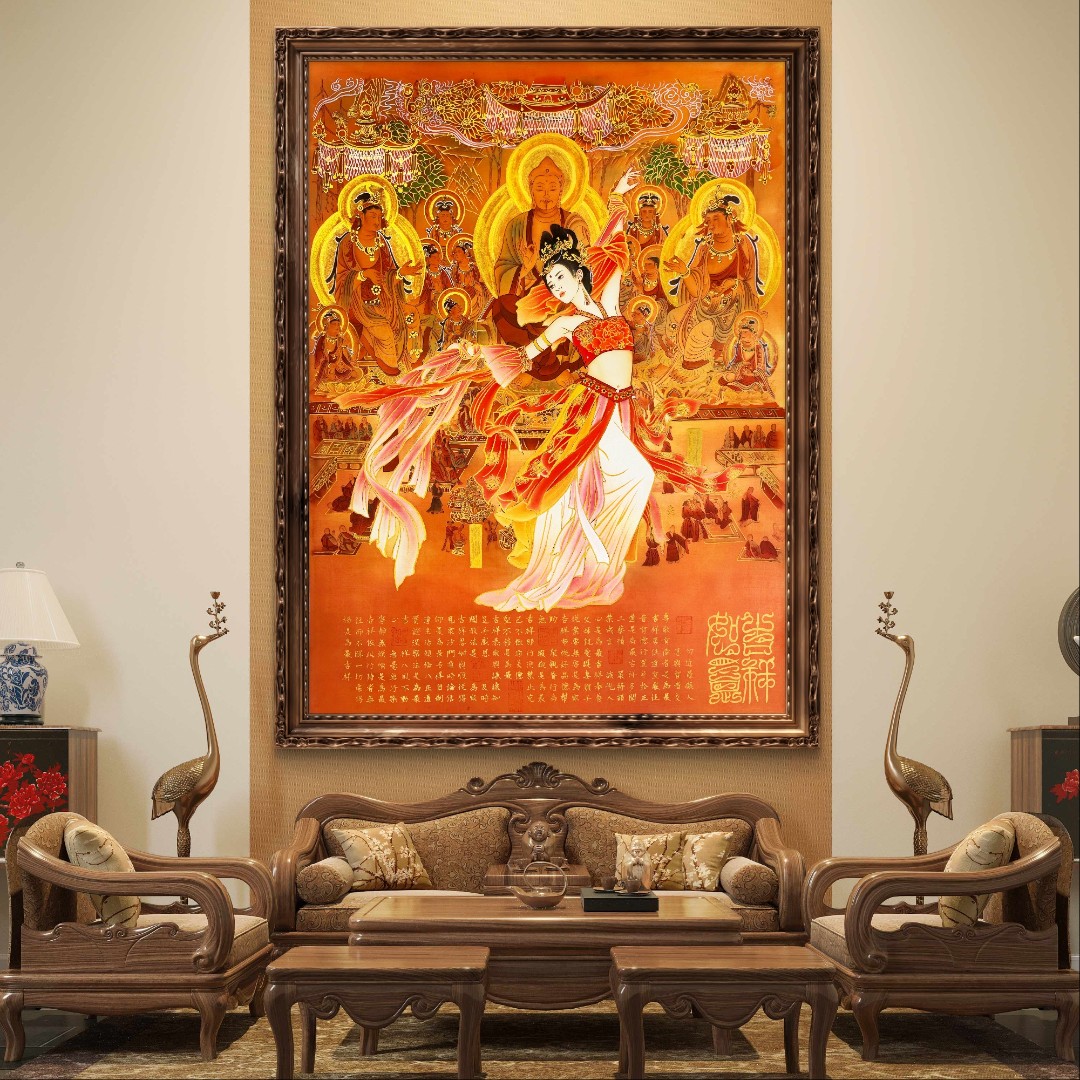 葛溪月老师展览代表作品——《敦煌飞天图》