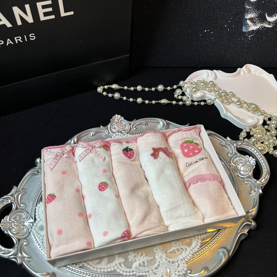 粉色可爱甜美内裤女日系甜美可爱A类棉中腰少女学生三角裤