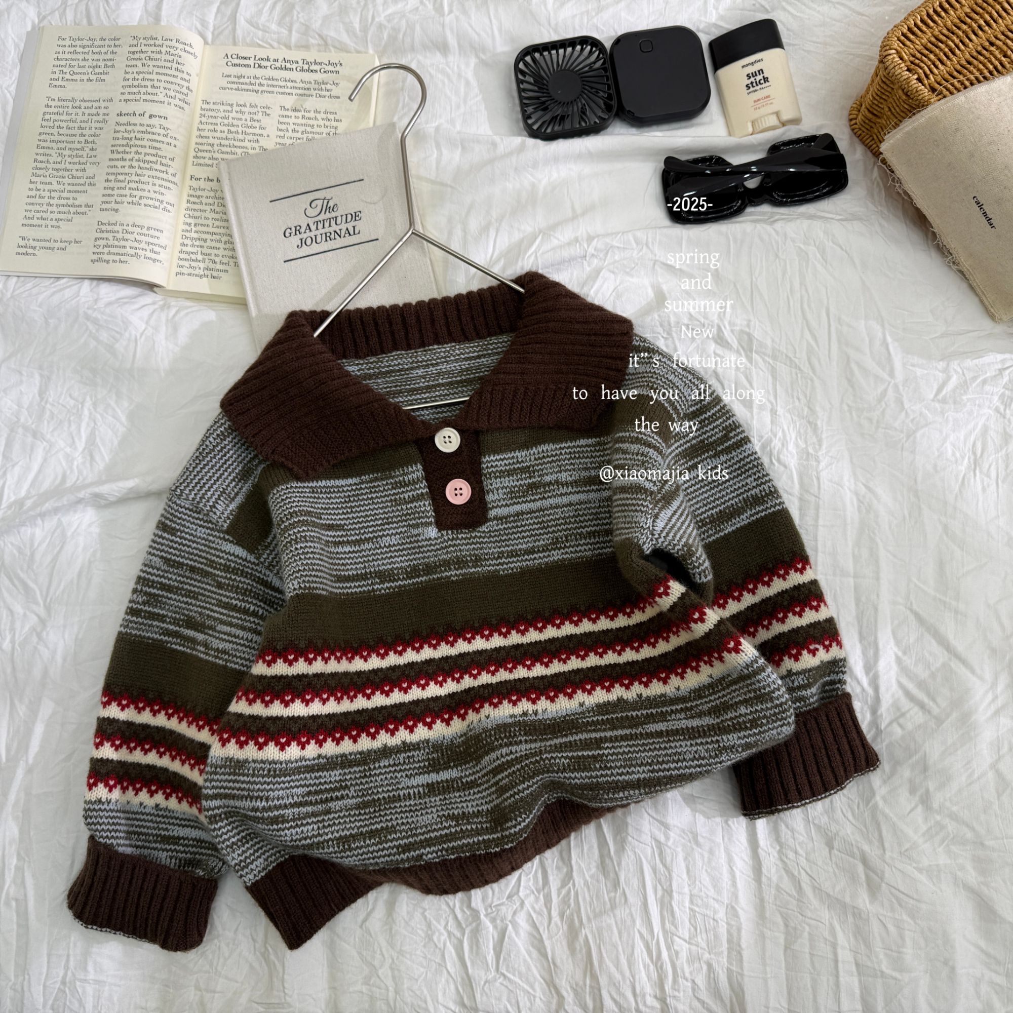 07现货-小马家秋冬款儿童针织条纹翻领毛衣S-7157穿搭毛衣外套